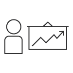 Avatar mit Whiteboard mit Statistik