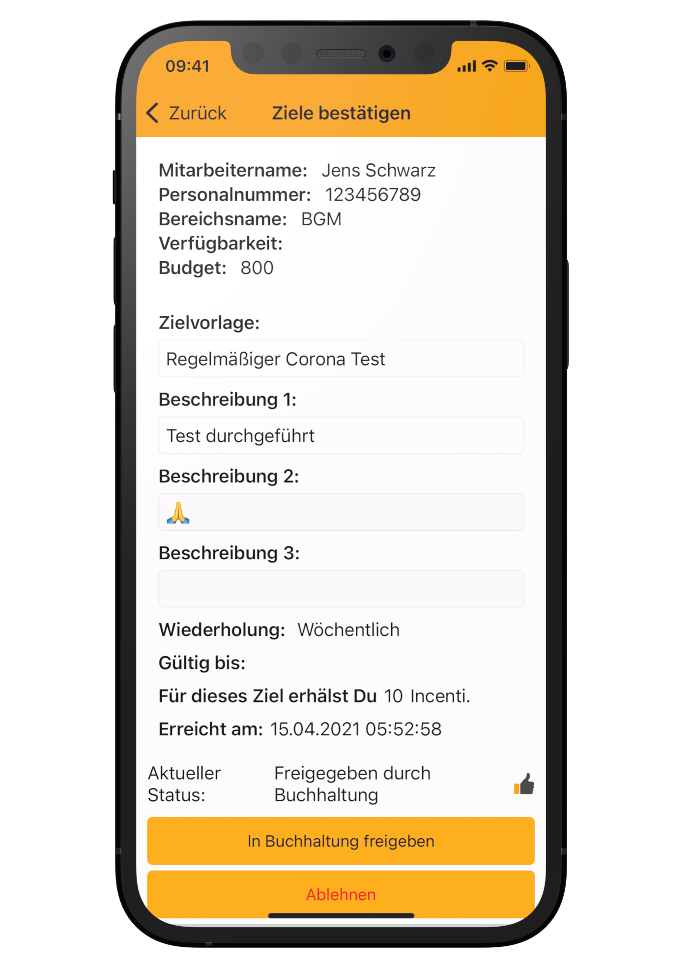 Impfrämien und Impfbonus für Mitarbeiter. App und Mitarbeiterportal.